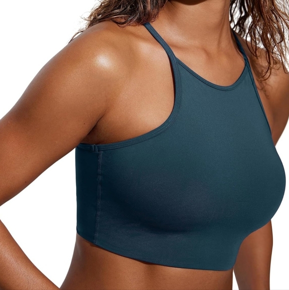 CRZ YOGA Women's Bikini Tops High Neck Swimsuit Racerback Padded Bathing Suit - Picture 3 of 8